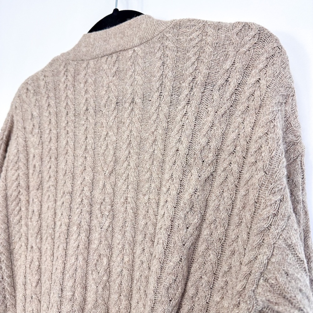 J. Jill Beige Cable Knit Long Open Wool Blend Cardigan Sweater - Picture 6 of 6